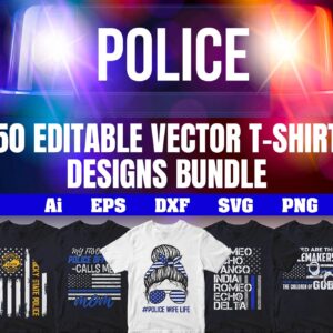 Police 50 Editable T-shirt Designs Bundle Part 1